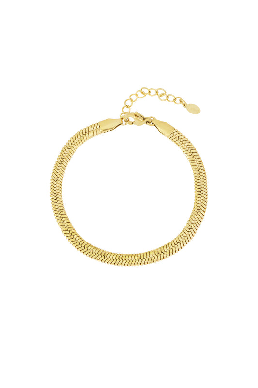 Visgraat armband goud
