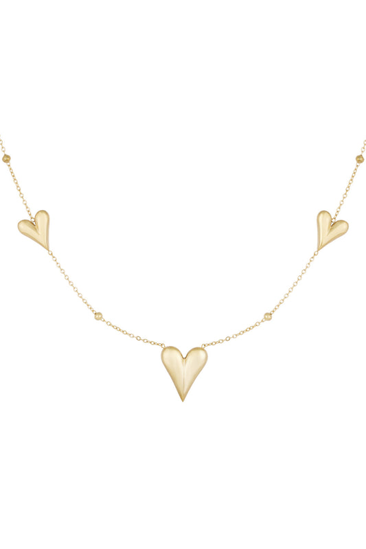 Triple heart ketting goud