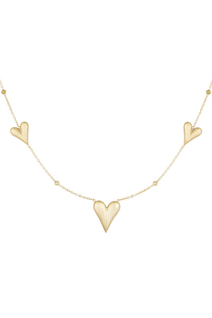 Triple heart ketting goud